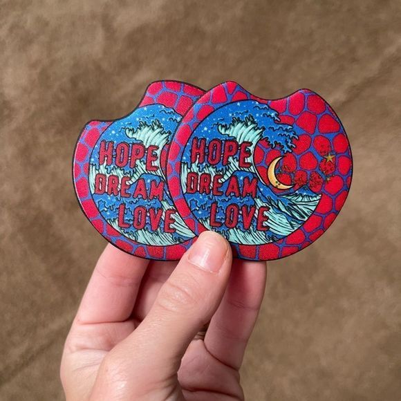 Hope Dream Love Ocean Car Coaster Set | Car Accessories - Picture 5 of 12